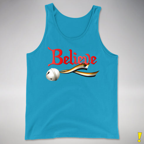 Believe Bear Pride Jingle Bell Premium Tank Top - Neon Blue